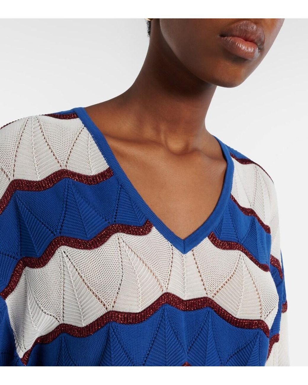 LaDoubleJ Blue Hang Ten Striped Cotton-Blend Top