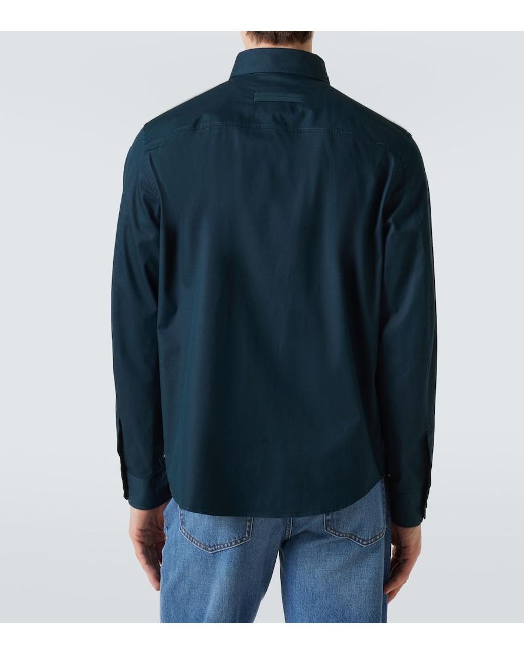 Zegna Blue Cotton-Blend Overshirt for men