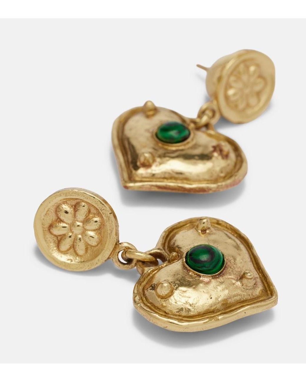 ALÉMAIS White Jem Heart Drop Earrings