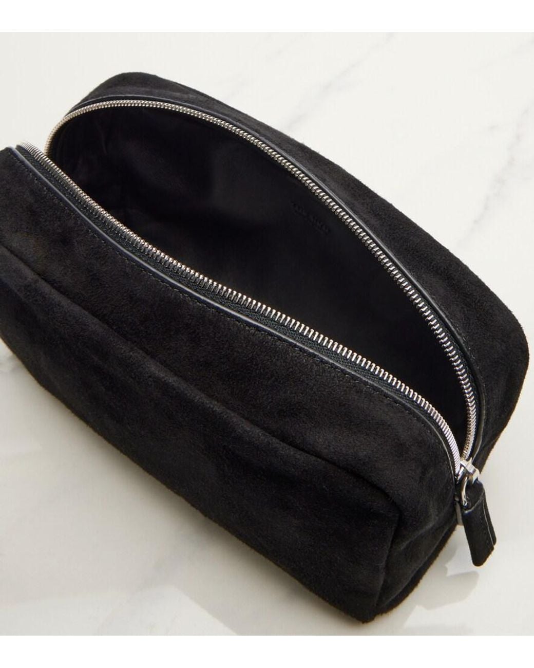 The Row Black Astra Small Suede Pouch