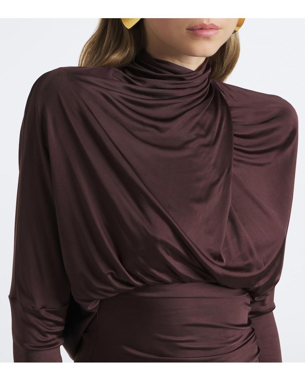 Balmain Purple Draped Jersey Maxi Dress