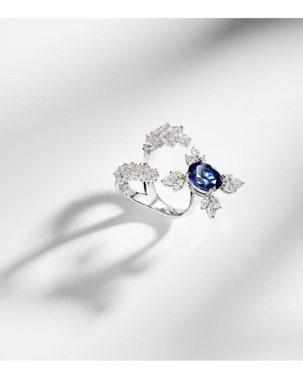 YEPREM Blue Reign Supreme 18Kt Ring With Diamonds And Sapphire