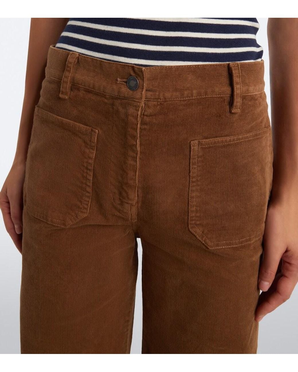 Nili Lotan Brown Florence Cotton-Blend Corduroy Wide-Leg Pants