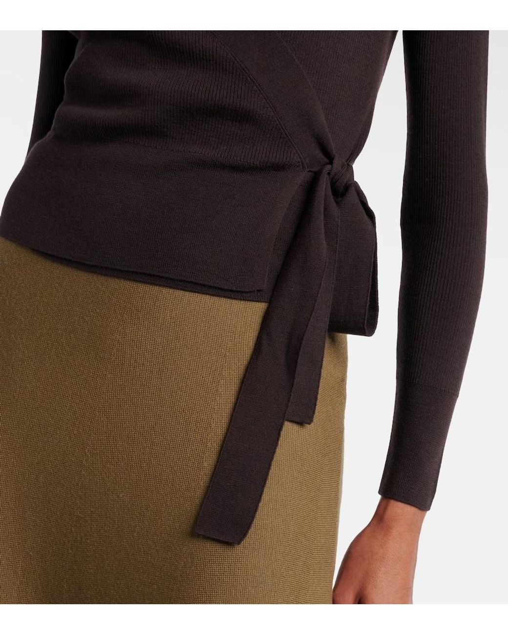 Jardin Des Orangers Black Virgin Wool Wrap Cardigan