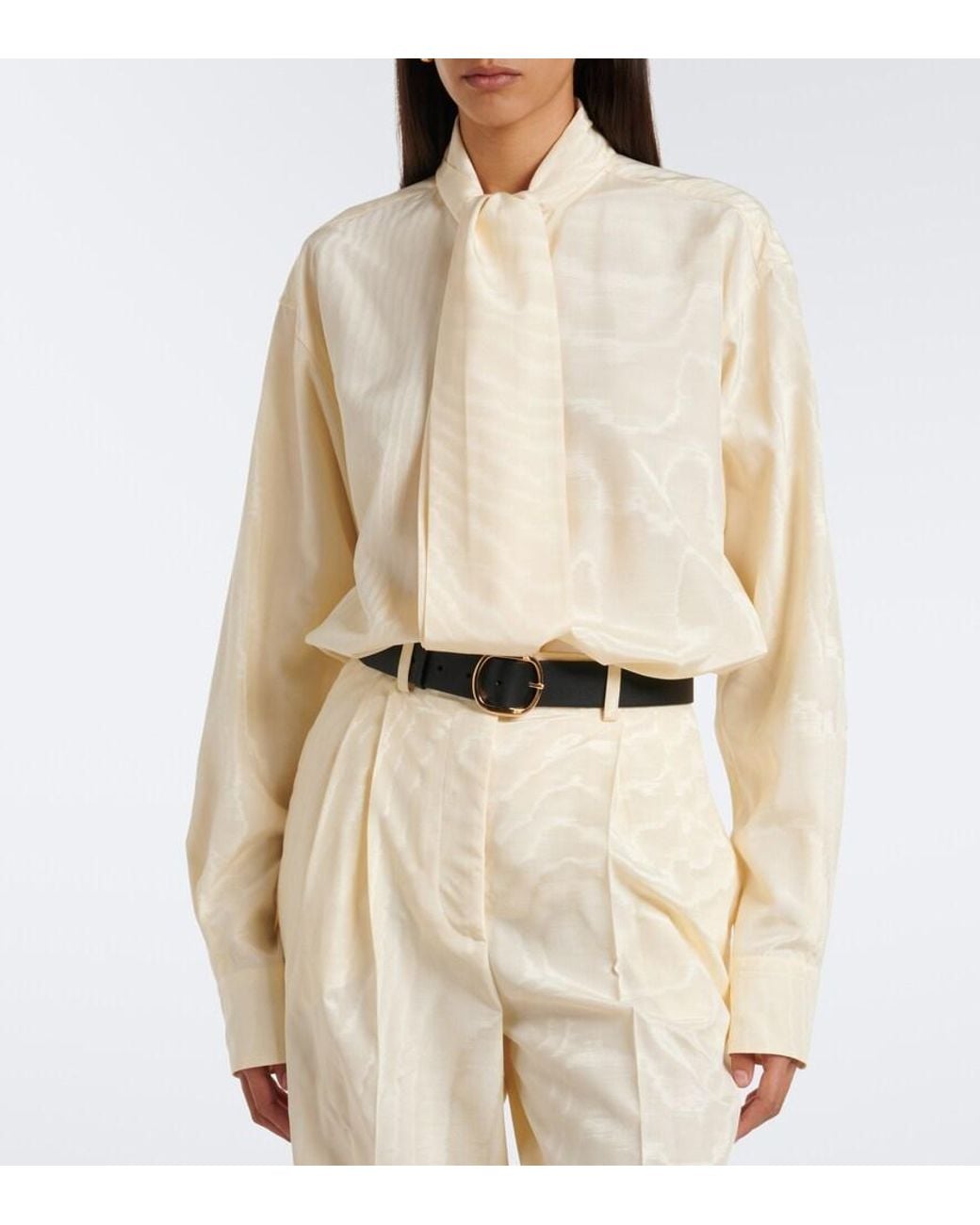 Stella McCartney White Tie-Neck Moire Blouse