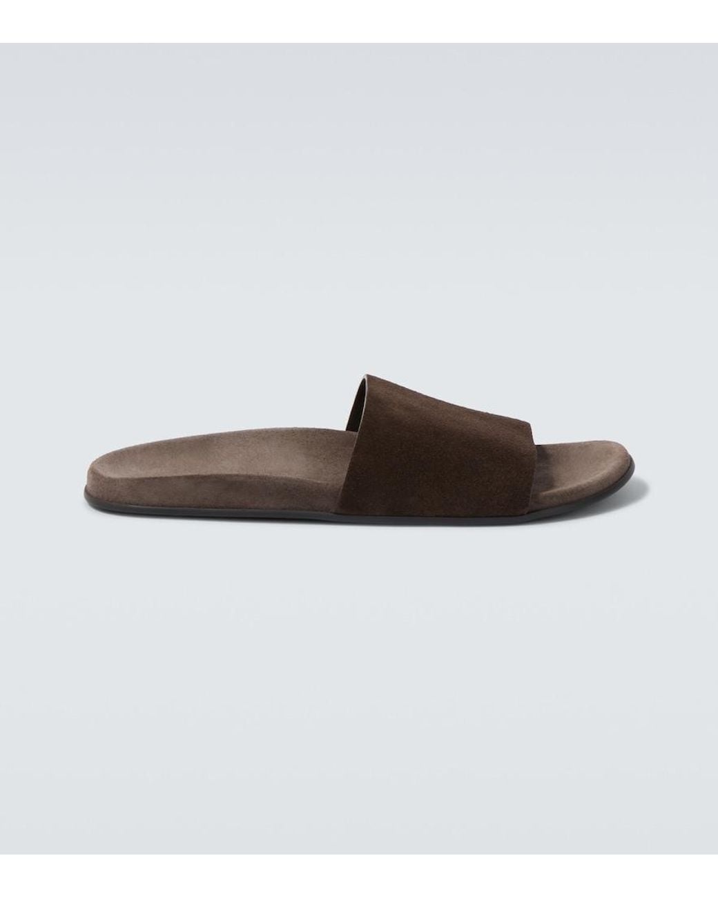 The Row Brown Hugh Suede Slides for men