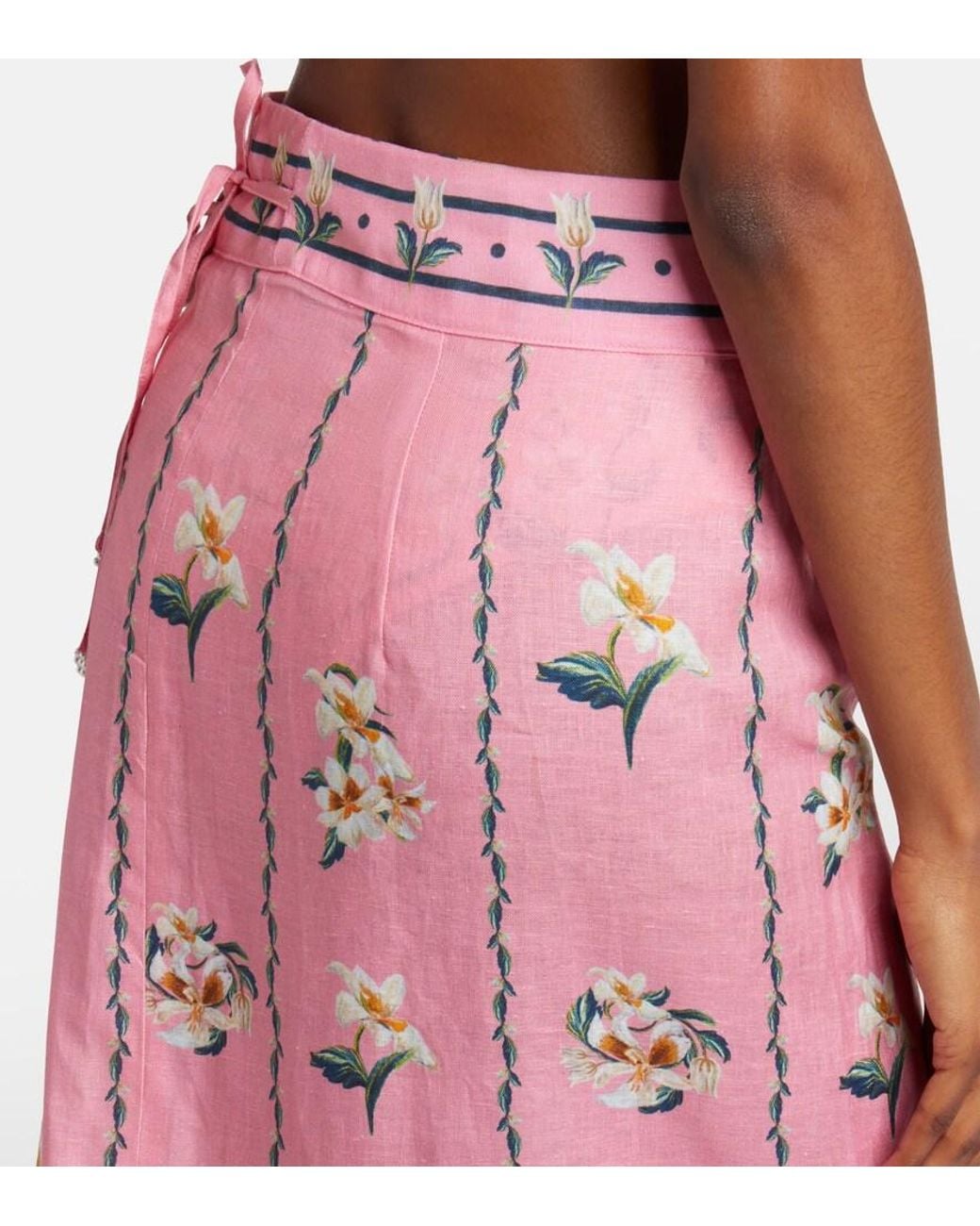 Agua Bendita Pink Tierra Floral Linen Beach Cover-Up