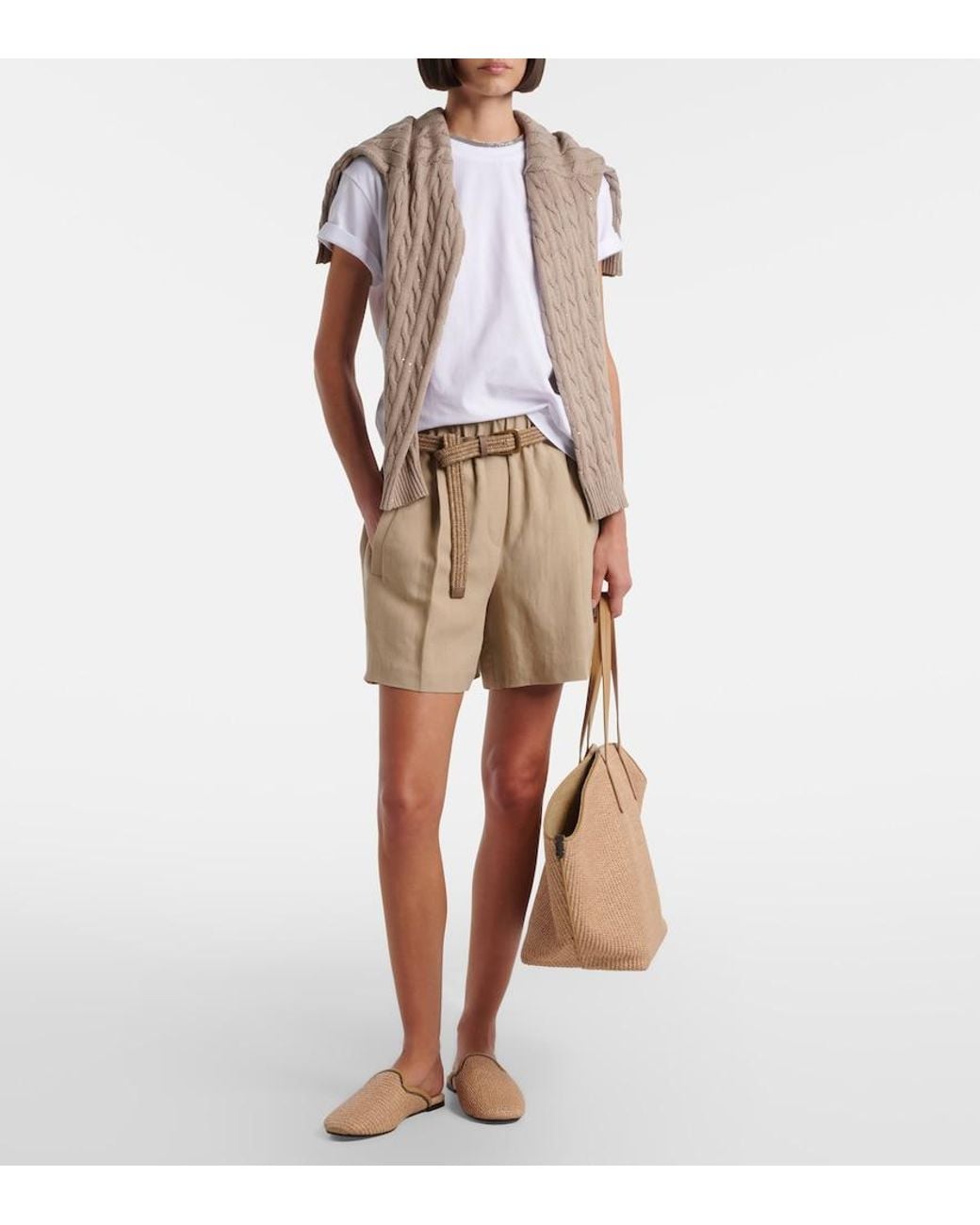Brunello Cucinelli White Cotton-Blend T-Shirt