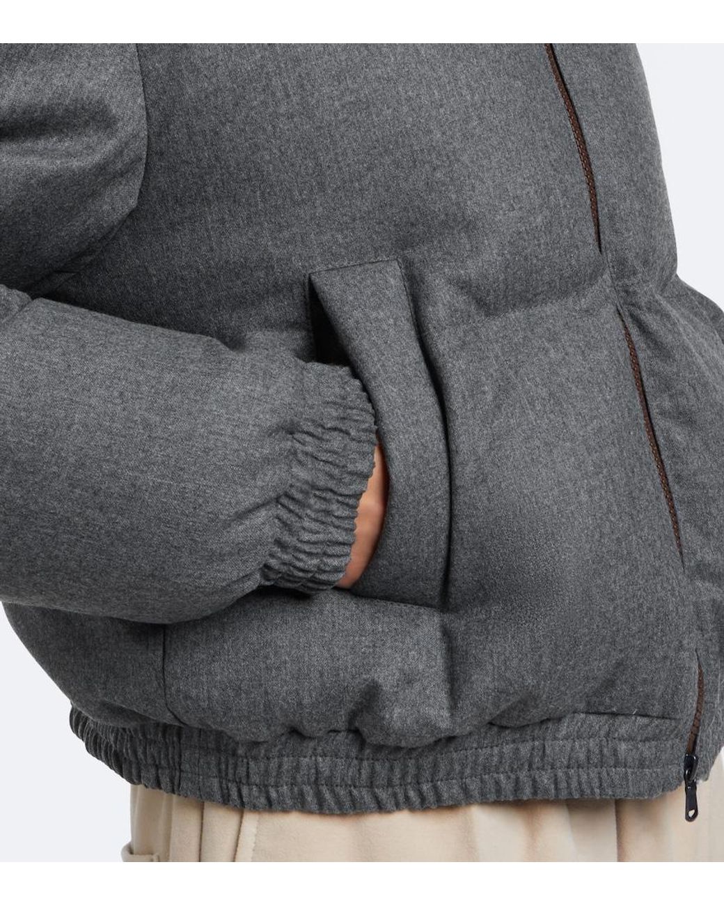 Brunello Cucinelli Gray Monili Virgin Wool Down Jacket