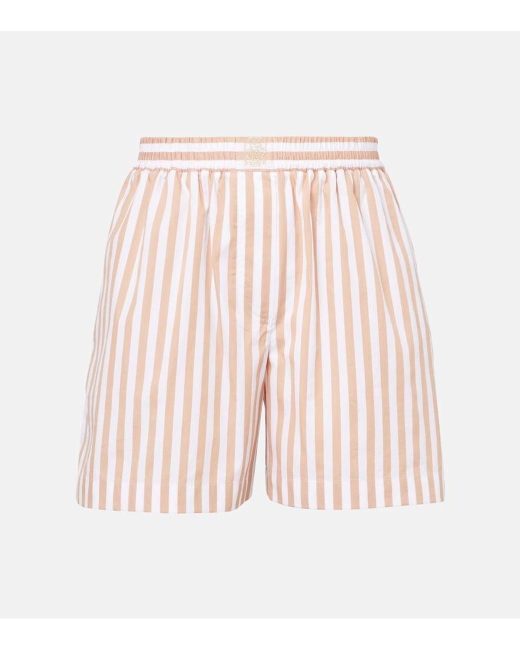 Brunello Cucinelli Pink Striped Cotton And Silk Bermuda Shorts