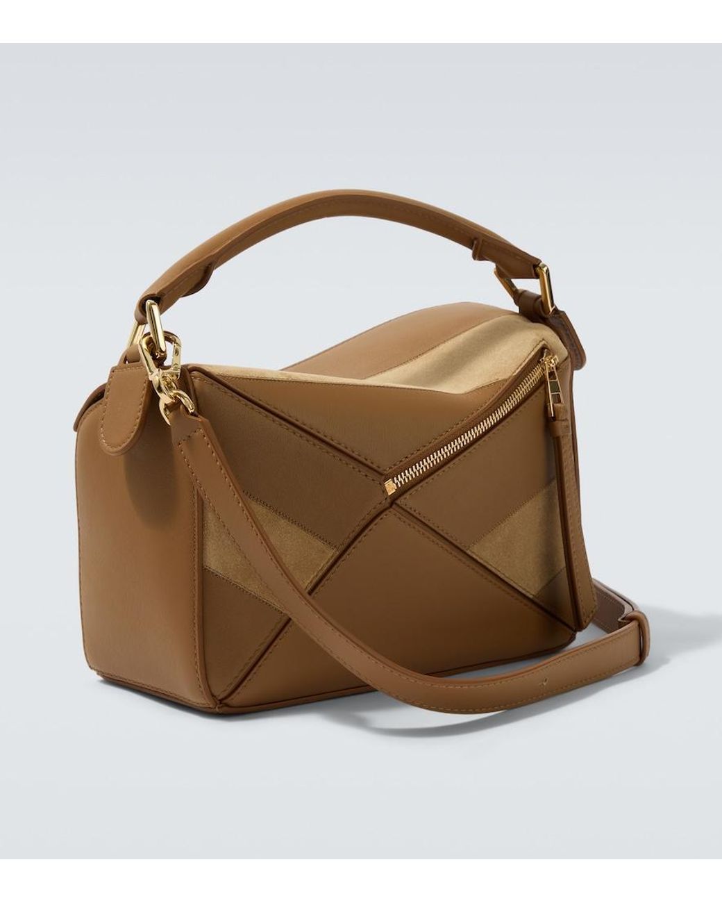 Loewe Brown Puzzle Small Leather And Suede Shoulder Bag for men