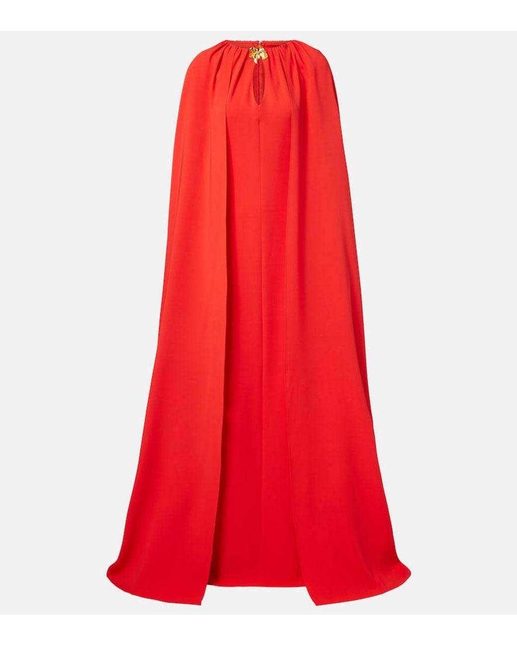 Oscar de la Renta Red Cyclamen Silk-Blend Georgette Kaftan