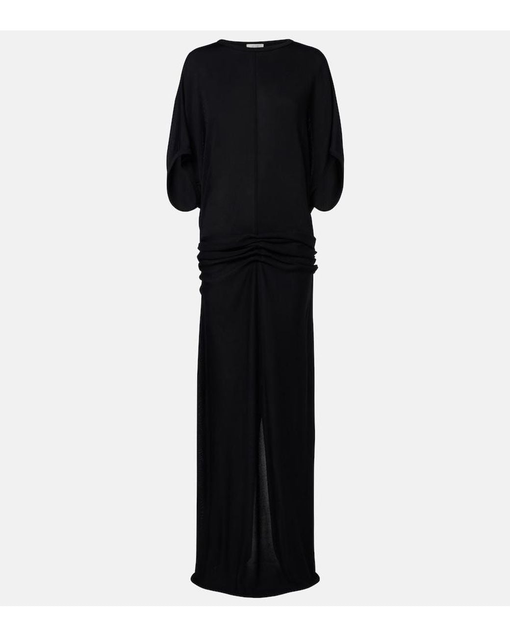 The Row Black Delyra Ruched Jersey Gown