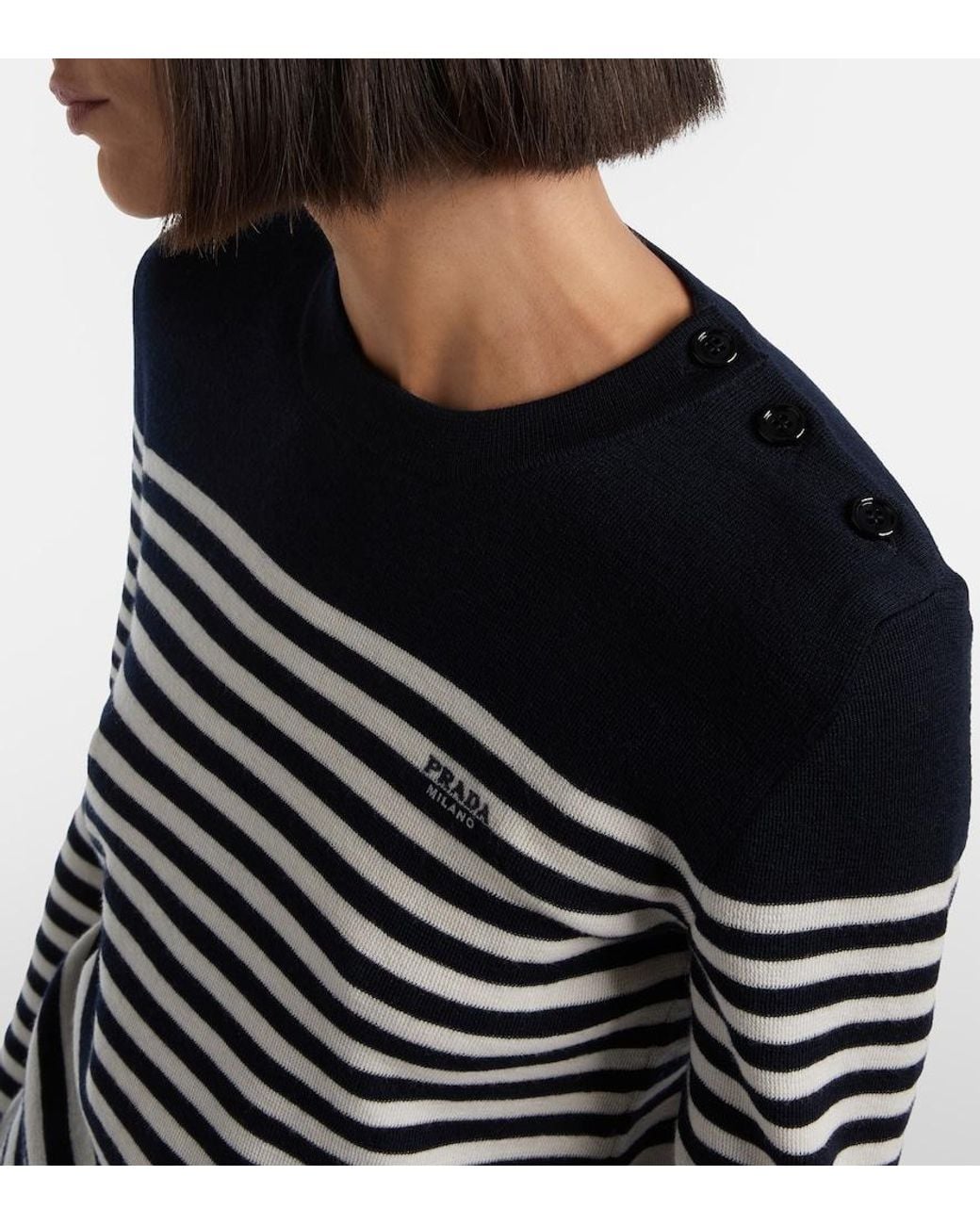 Prada Blue Striped Virgin Wool Sweater