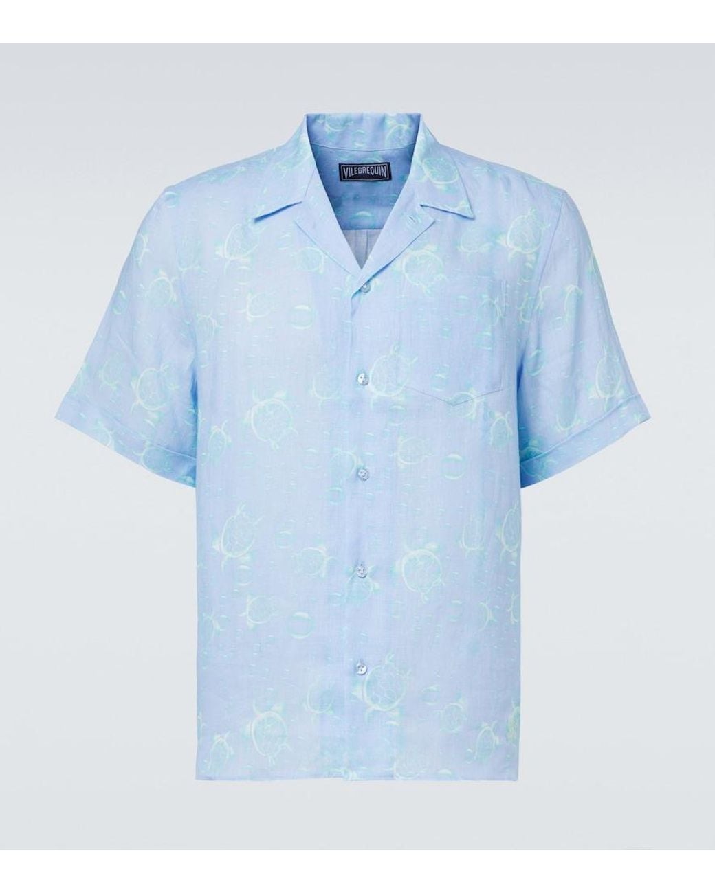 Vilebrequin Blue Printed Linen Shirt for men