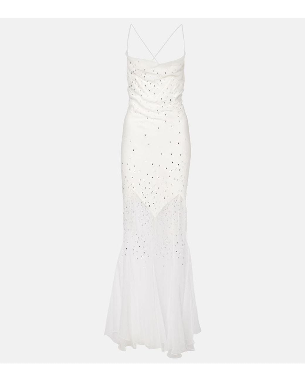 Rabanne White Embellished Sheer Gown