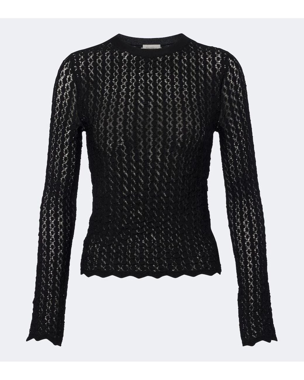 Saint Laurent Black Pointelle Top