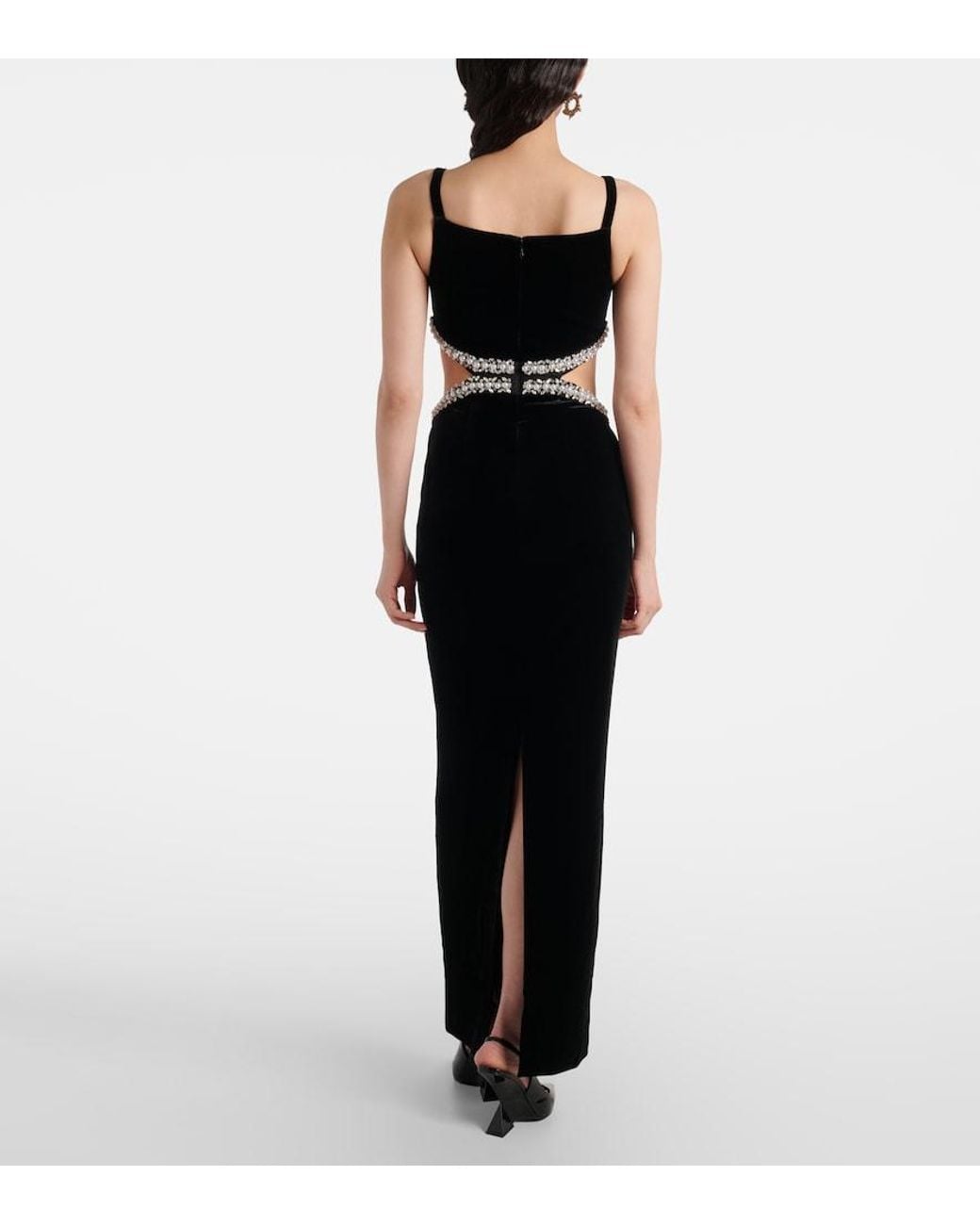 Self-Portrait Black Cutout Velvet Maxi Dress