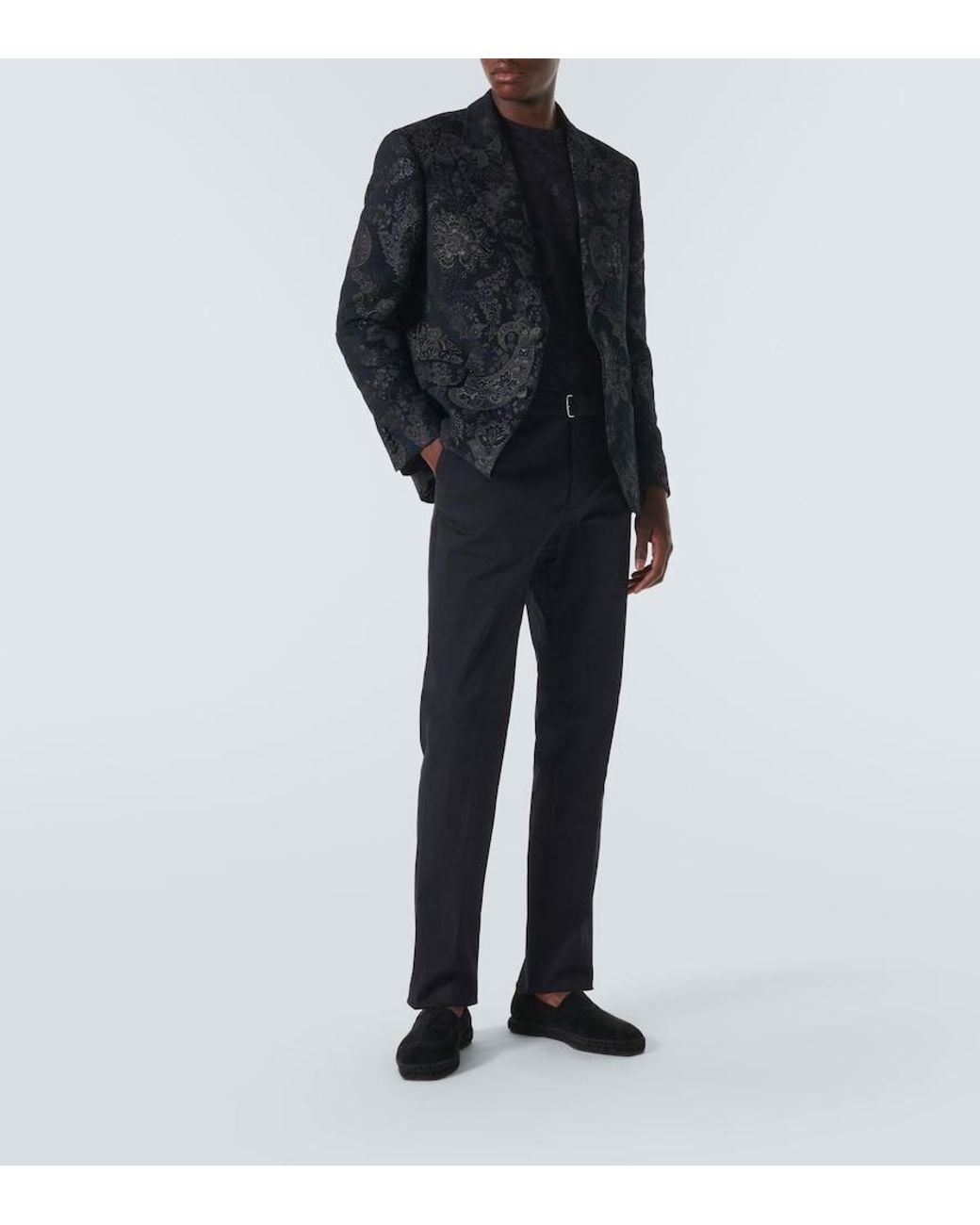 Etro Blue Jacquard Velvet Blazer for men
