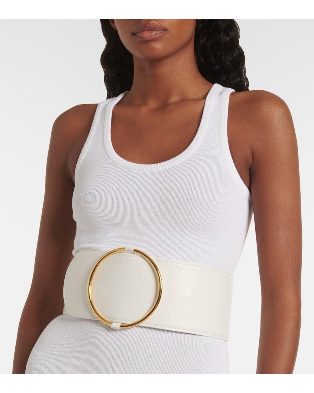 Alaïa White Ring Leather Belt