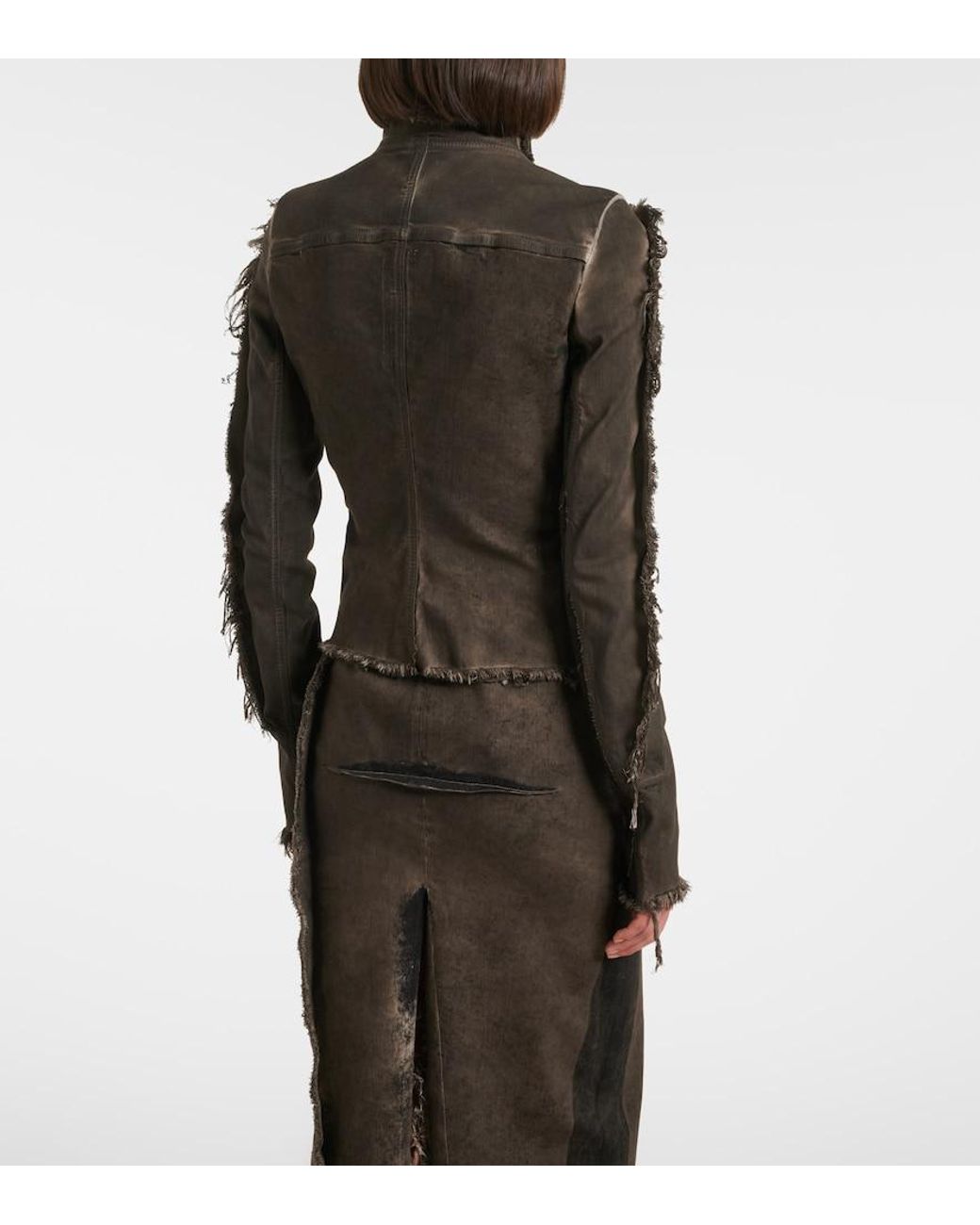 Rick Owens Black Gary Distressed Denim Jacket