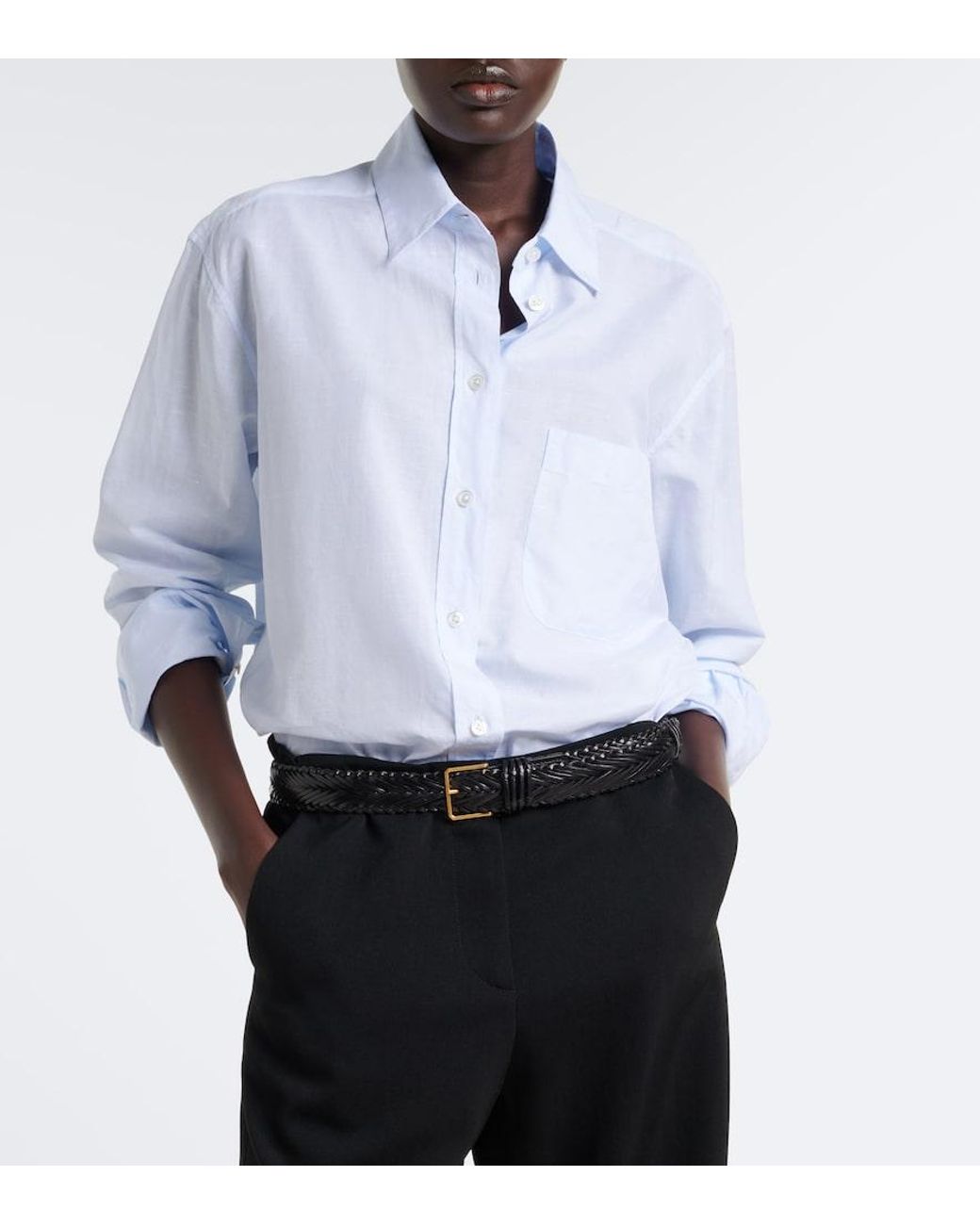 The Row White Gavina Cotton Chambray Shirt