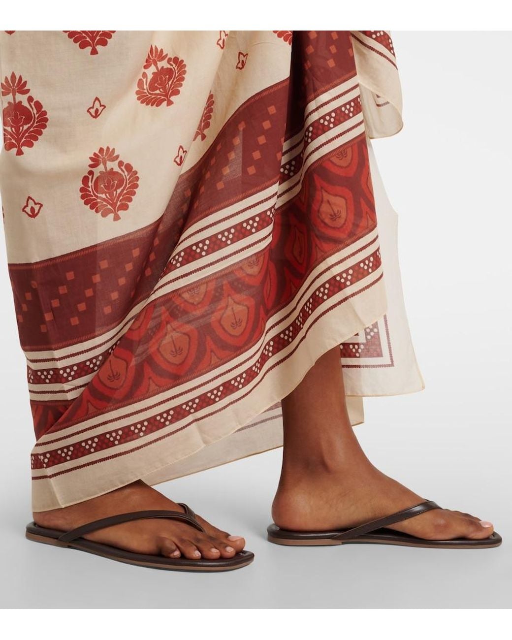 Johanna Ortiz Red Printed Cotton Beach Cover-Up