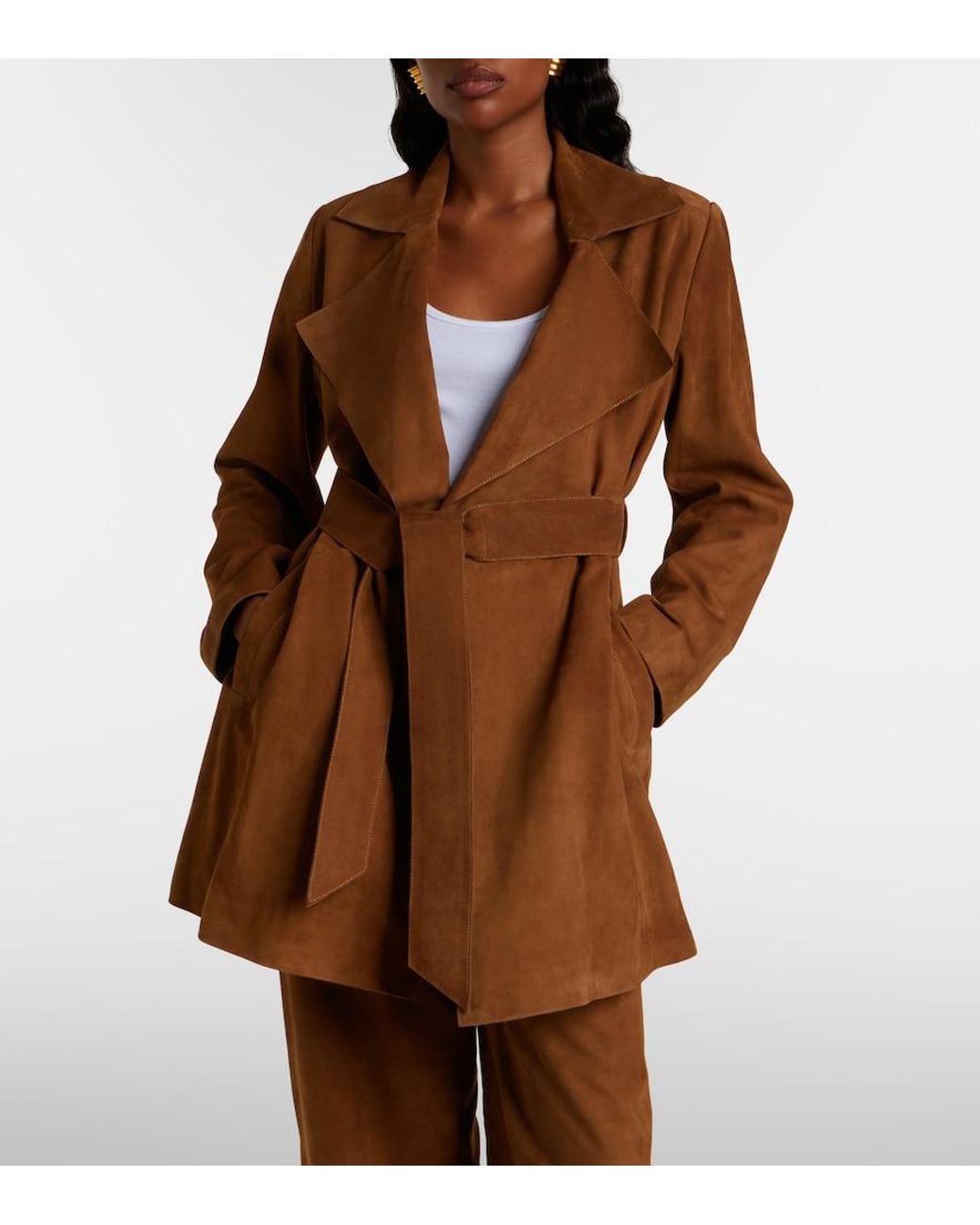 Nour Hammour Brown Kerry Suede Coat