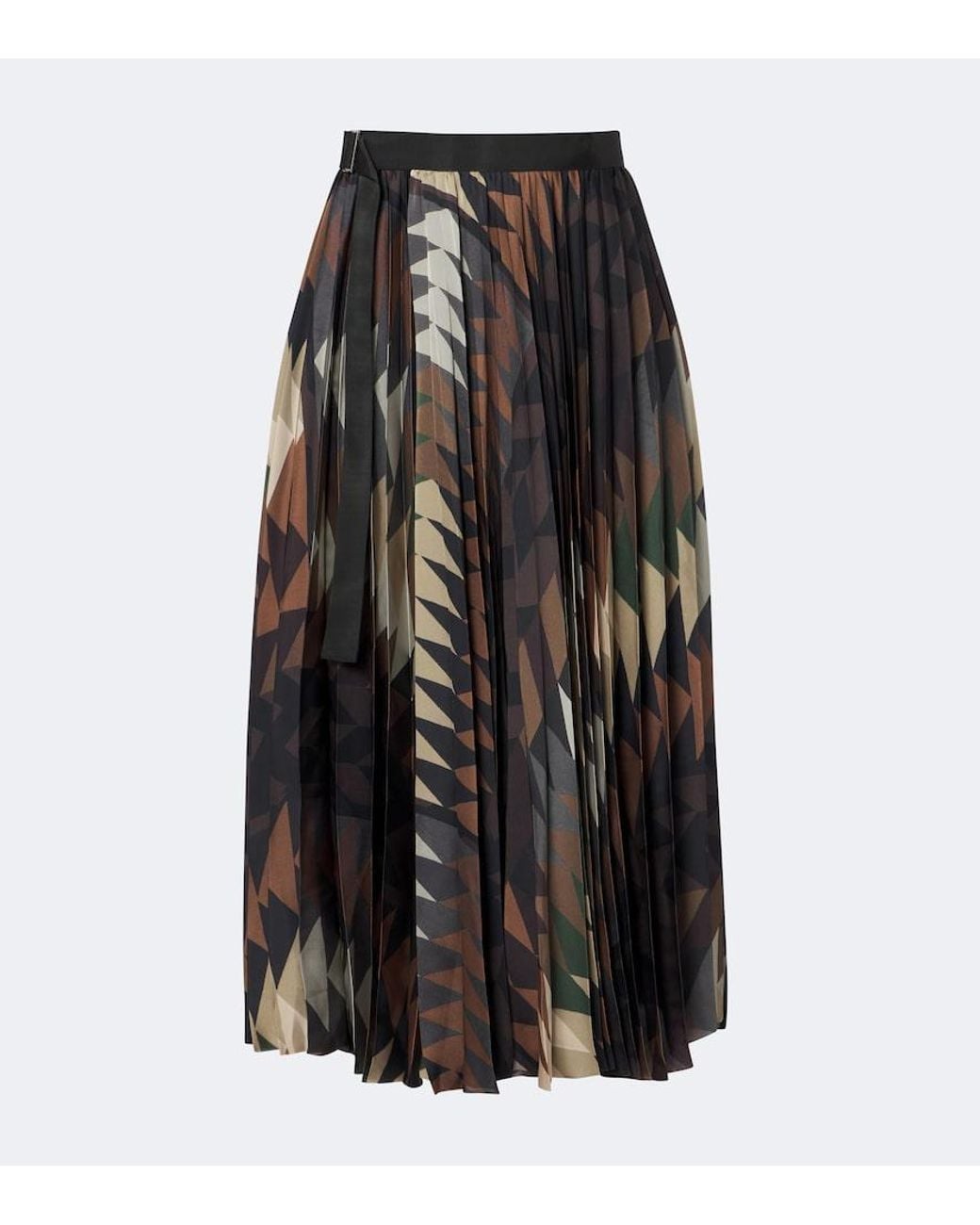 Sacai Black X A.P.C. Plisse Printed Midi Skirt