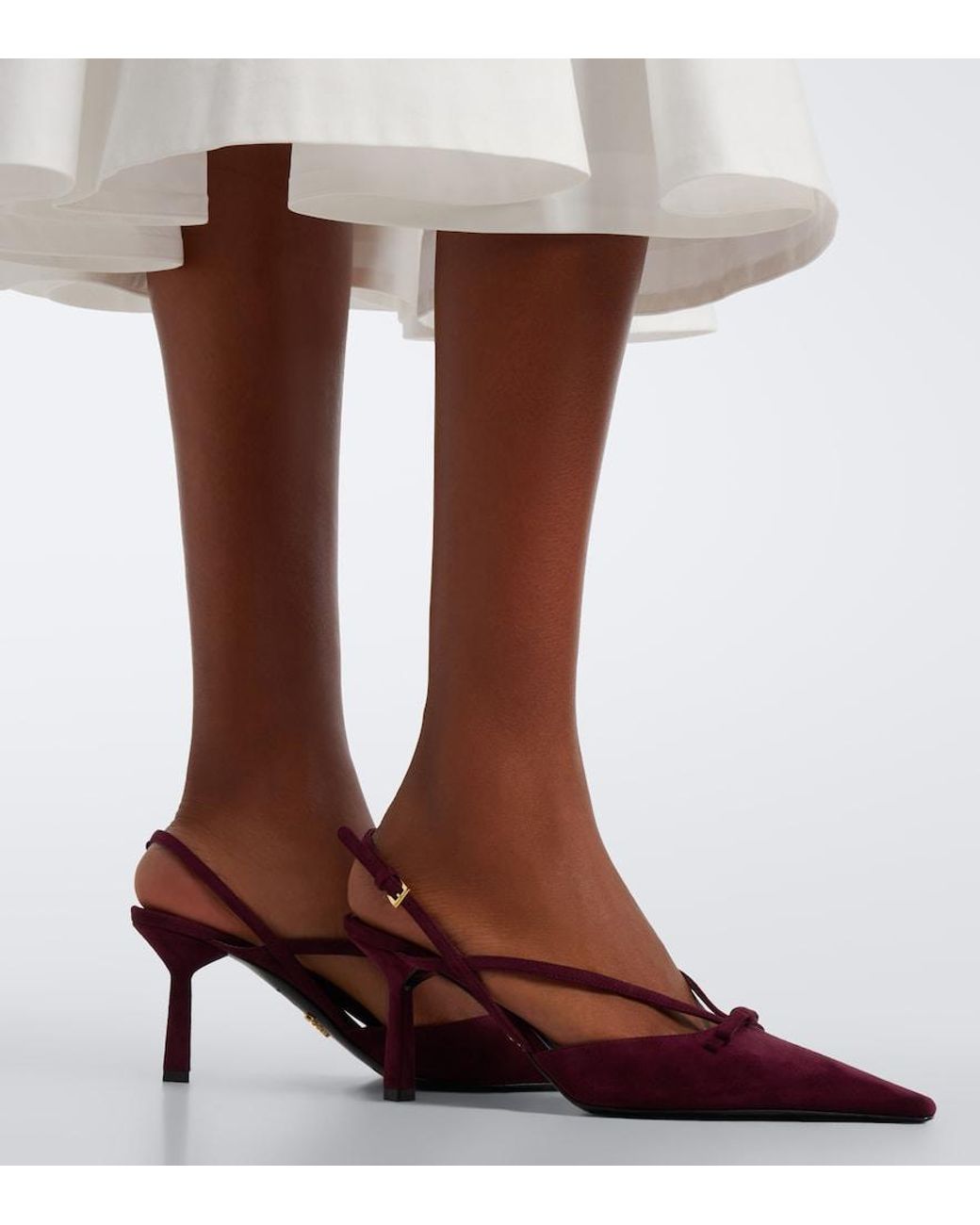 Prada Purple Bow-Detail Suede Slingback Pumps