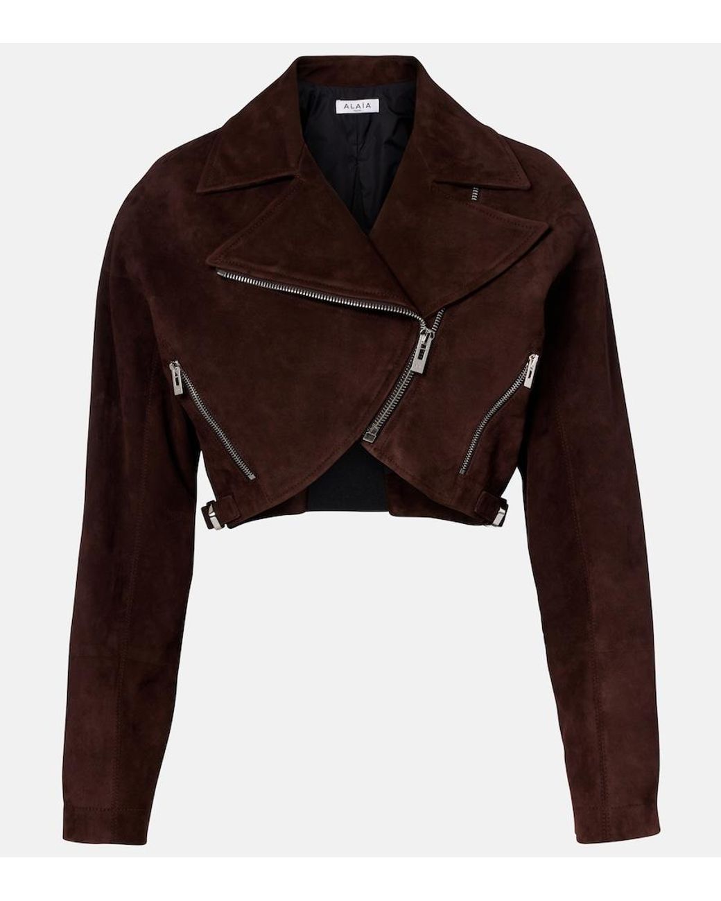 Alaïa Brown Cropped Suede Biker Jacket