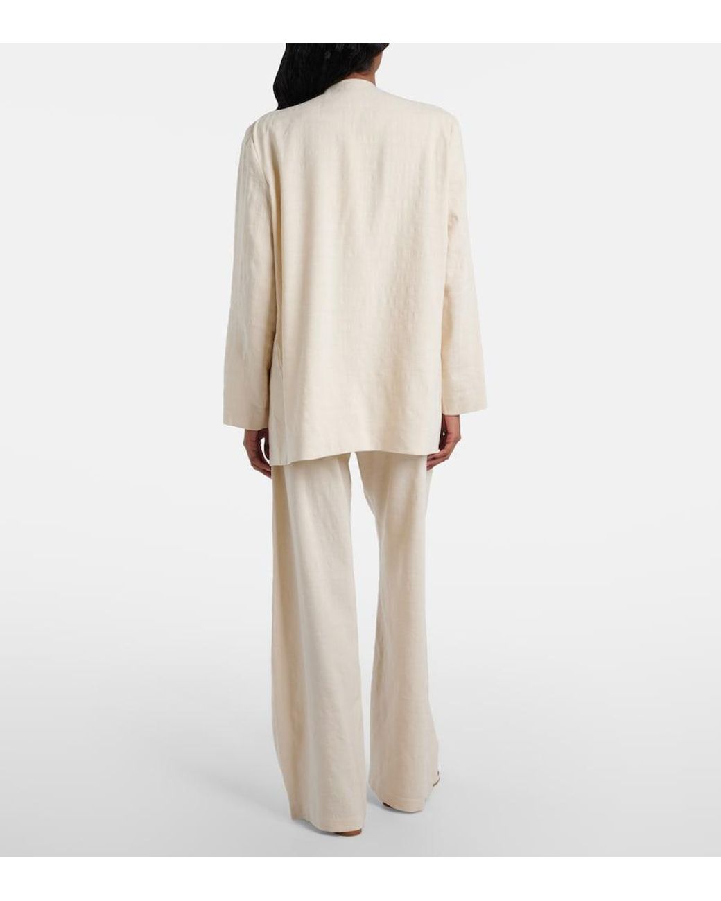 Leset White Belle Linen-Blend Jacket