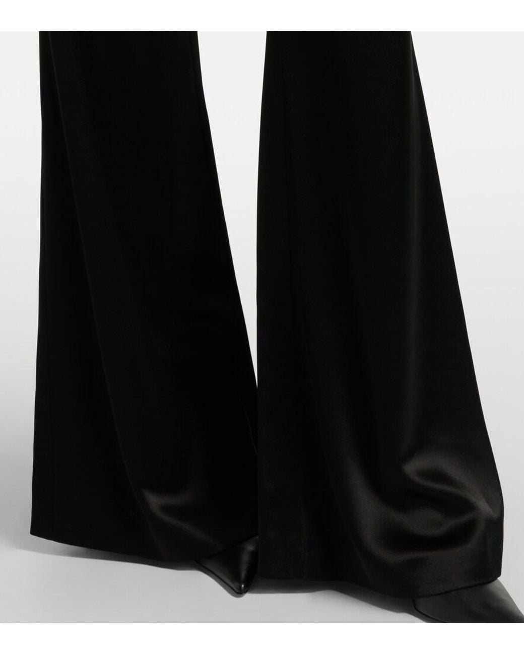 Galvan Black Julianne High-Rise Satin Flared Pants