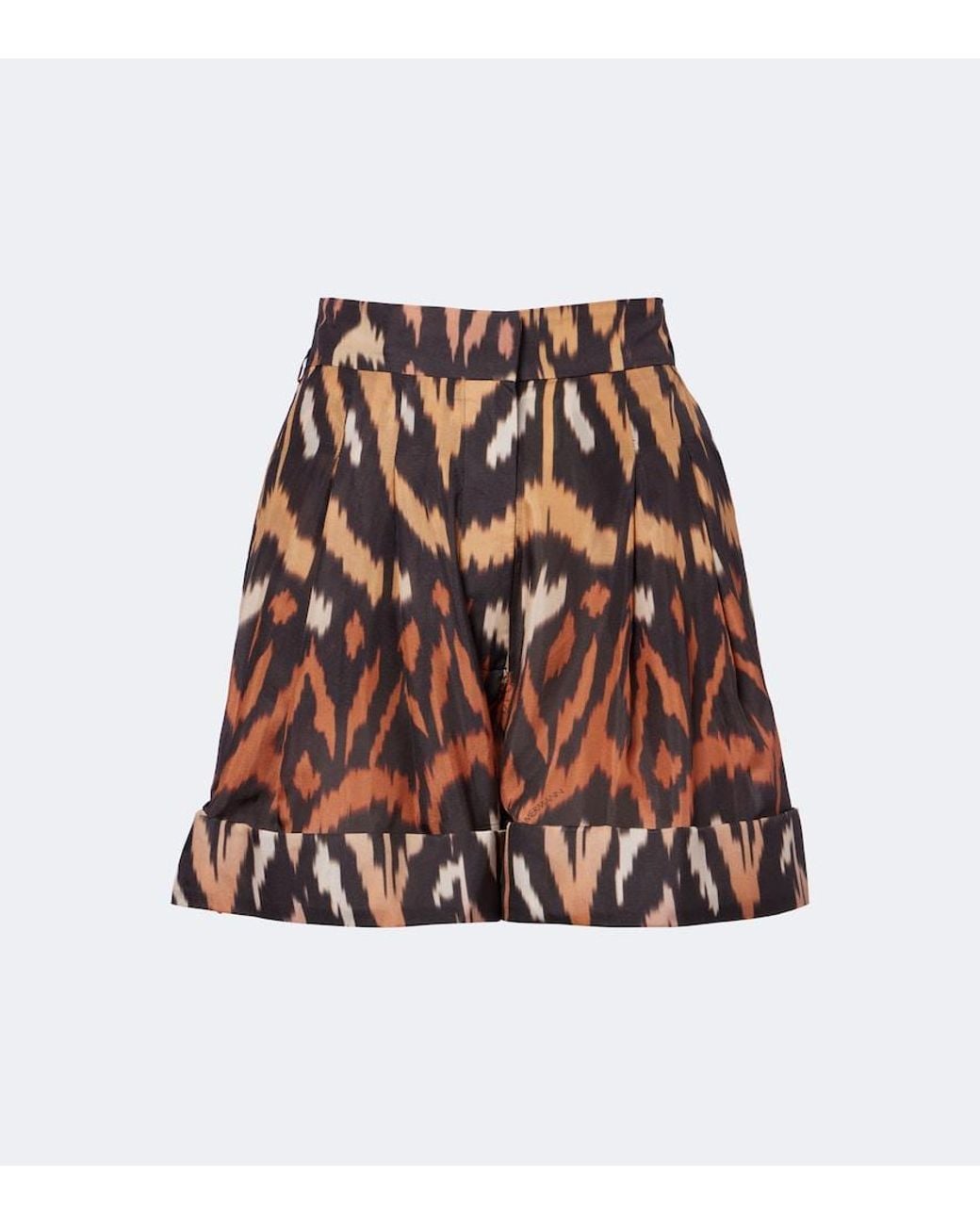 Zimmermann Brown Aster Printed Silk Habutai Shorts