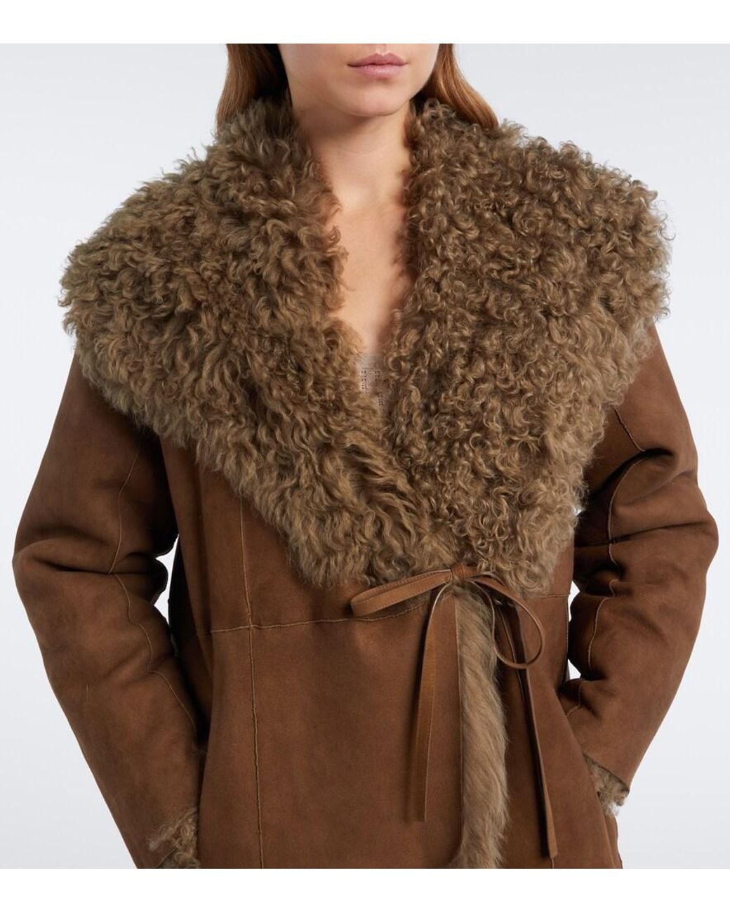 Ralph Lauren Brown Justyn Reversible Suede And Shearling Coat