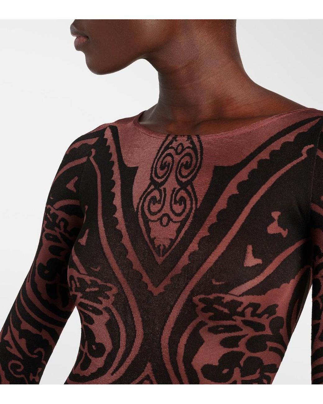 Wolford Brown X Etro Tattoo Paisley Bodysuit