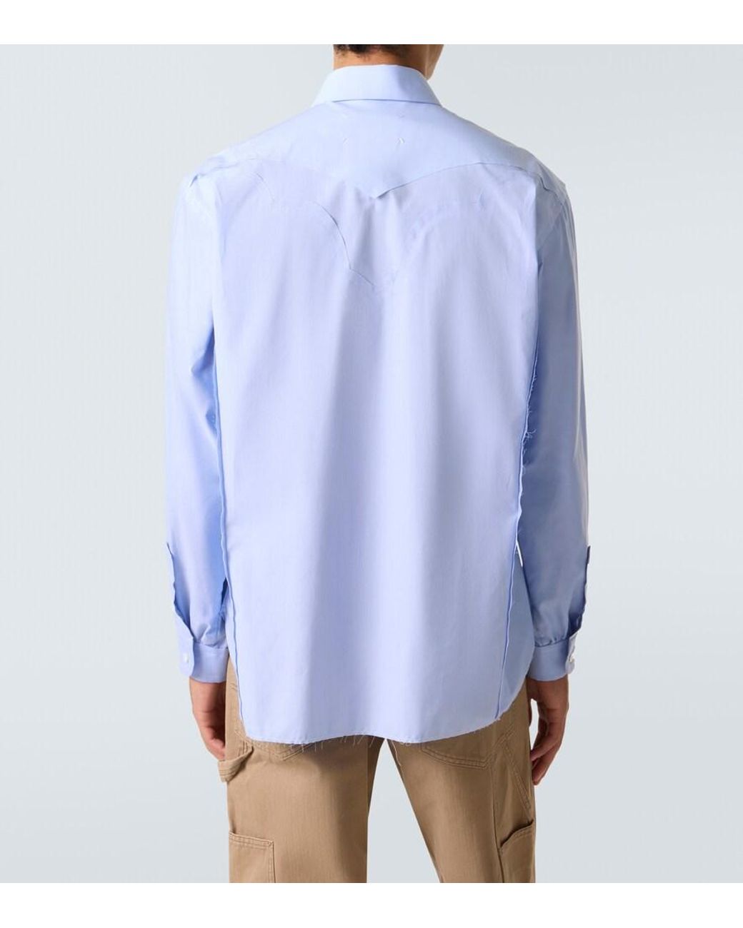 Maison Margiela Blue Cotton Poplin Shirt for men