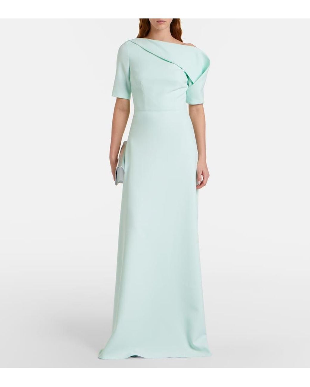 Safiyaa White Stephanie Draped Crepe Gown