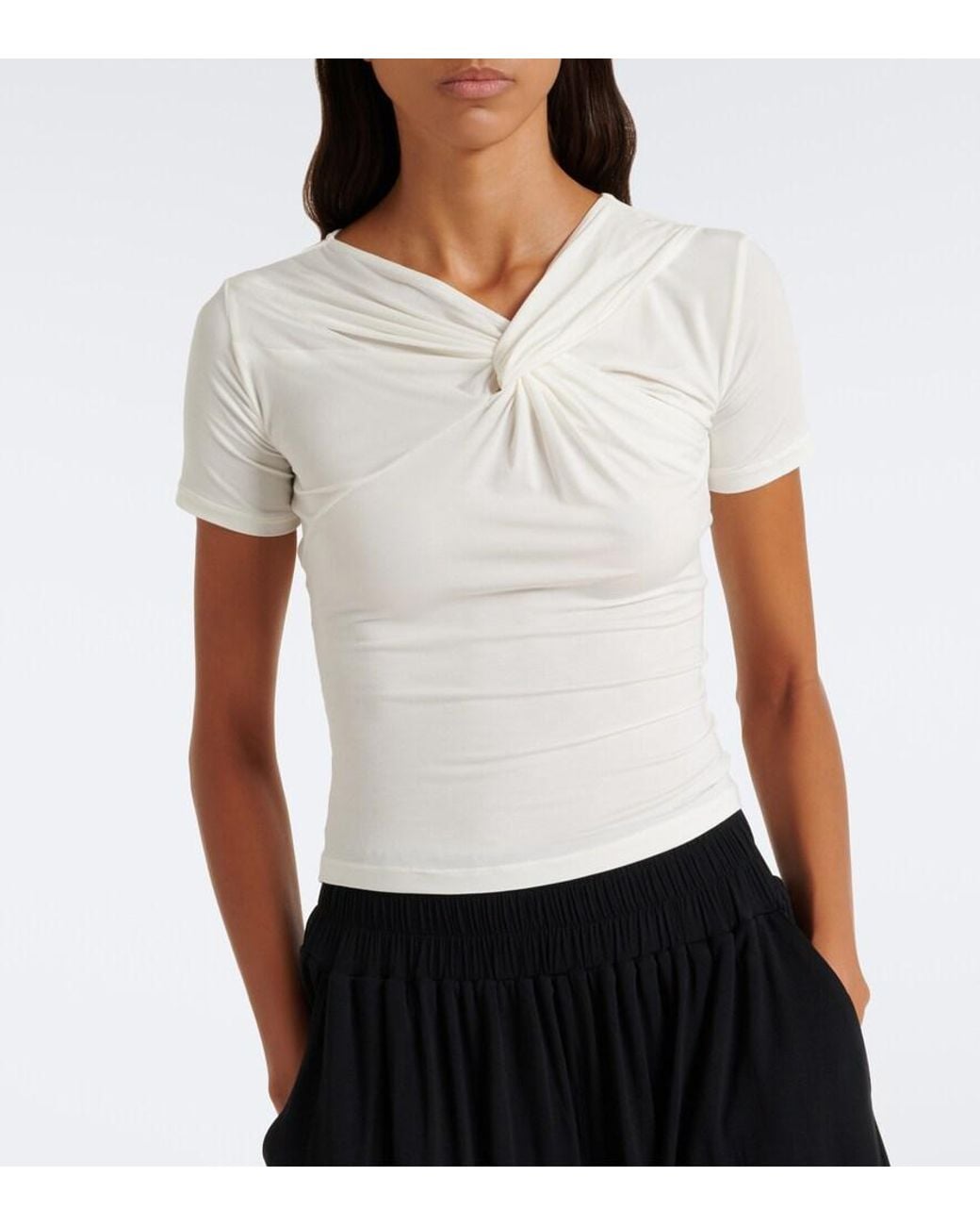 Eres White Anna Gathered Jersey T-Shirt