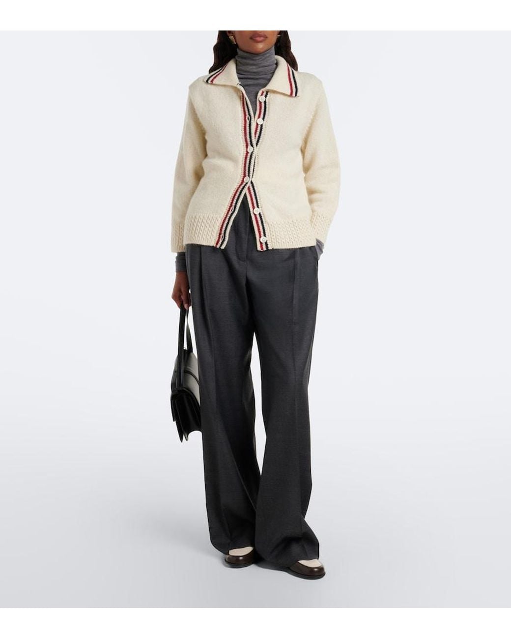 Thom Browne Natural Wool And Mohair Cardigan