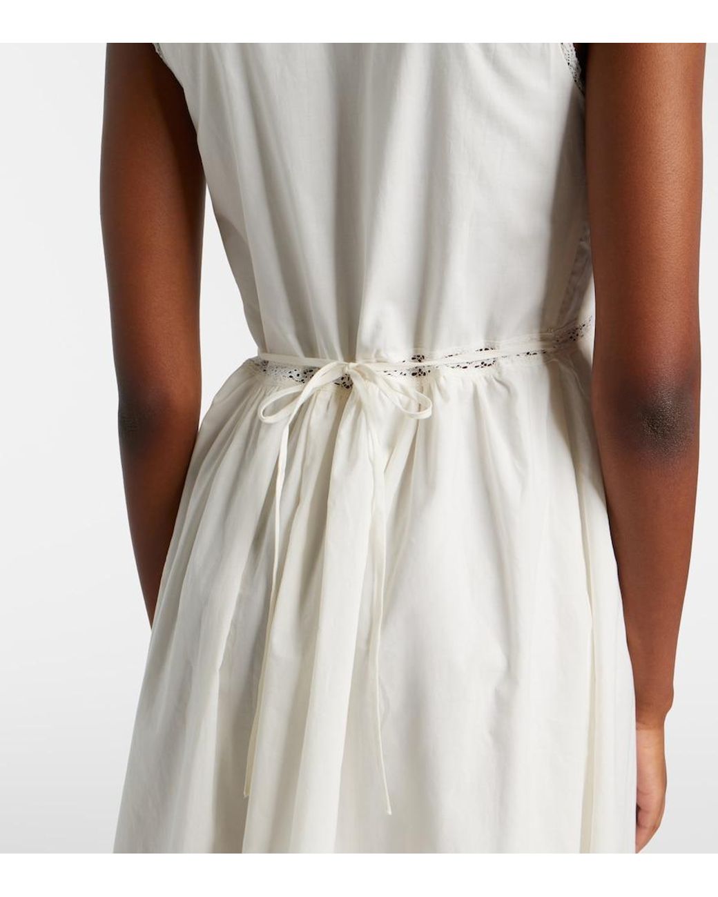 Faithfull The Brand White Fiora Cotton Lace Midi Dress