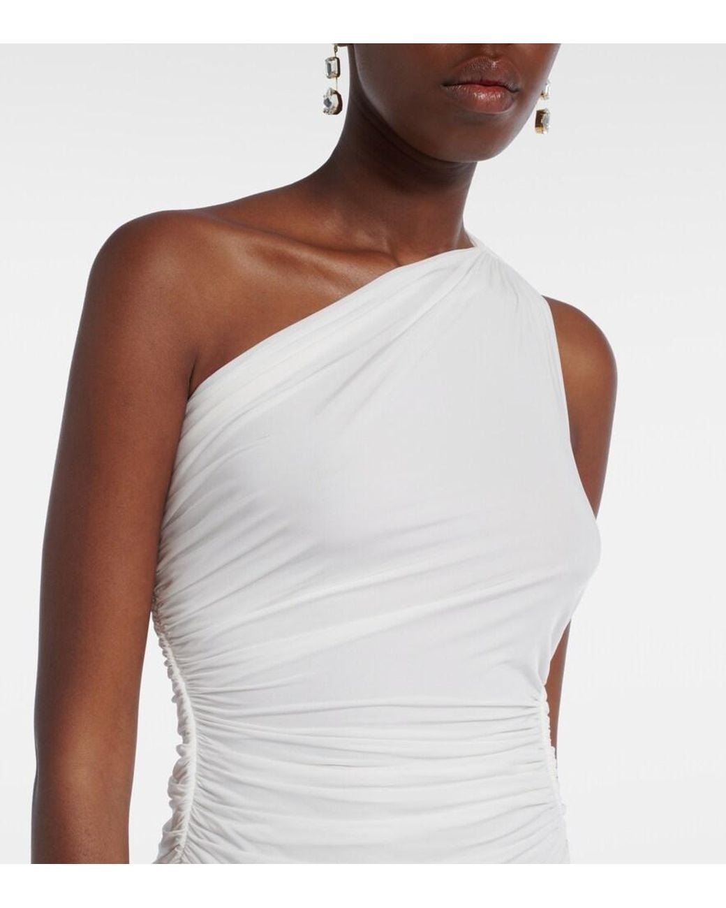 Alex Perry White Gathered Jersey Cocktail Dress