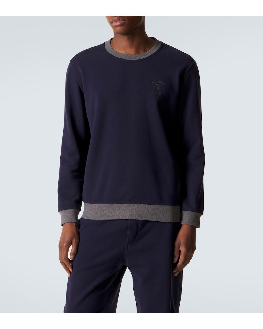 Brunello Cucinelli Blue Cotton Jersey Sweatshirt for men