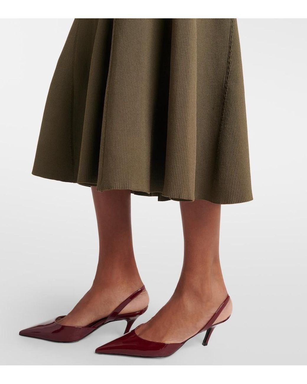Self-Portrait Natural Ribbed-Knit Midi Dress