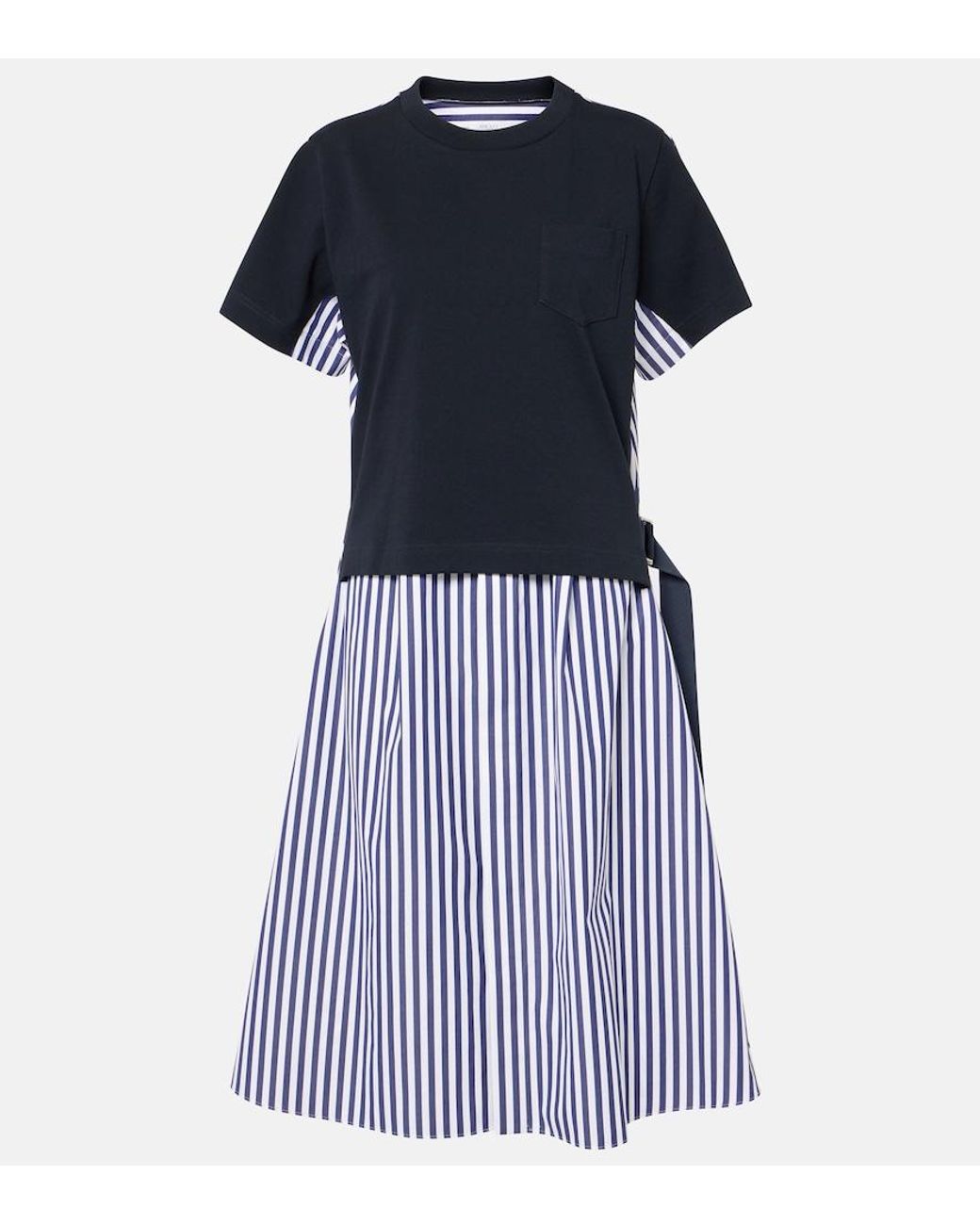 Sacai Blue Striped Cotton Shirt Dress