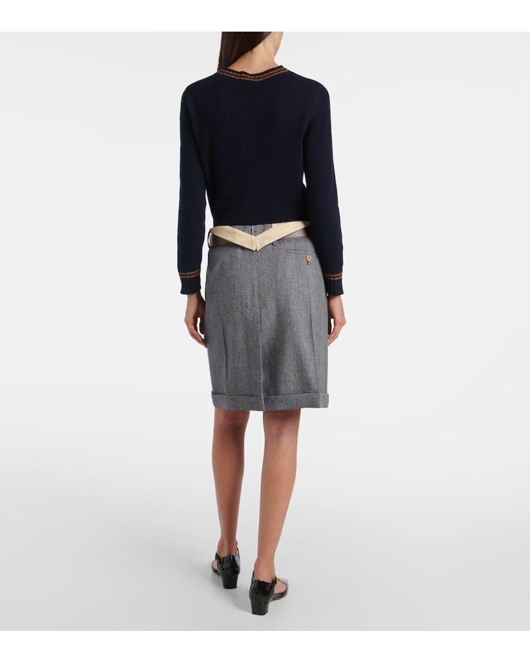 Prada Gray Wool Miniskirt