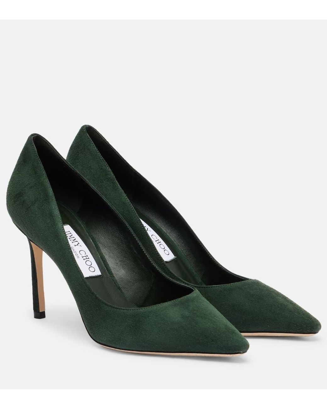 Jimmy Choo Green Romy 85 Suede Pumps
