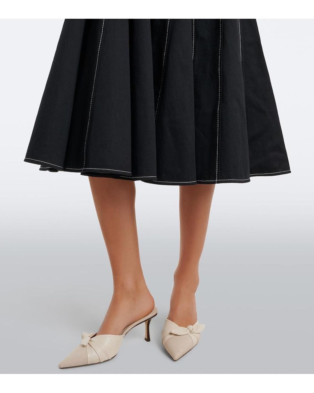 Emilia Wickstead Black Monique Cotton Poplin Midi Dress