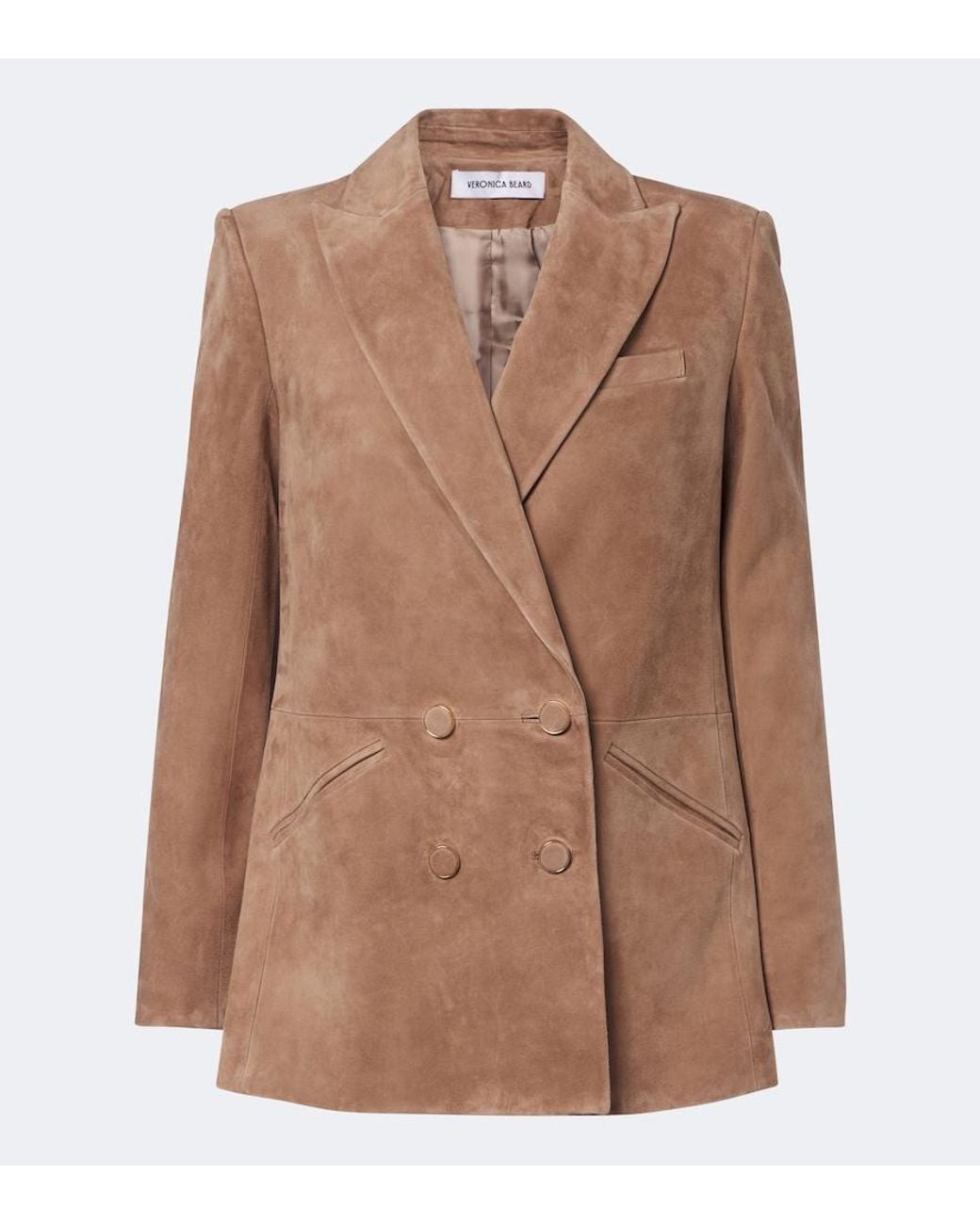 Veronica Beard Brown Oria Double-Breasted Suede Jacket