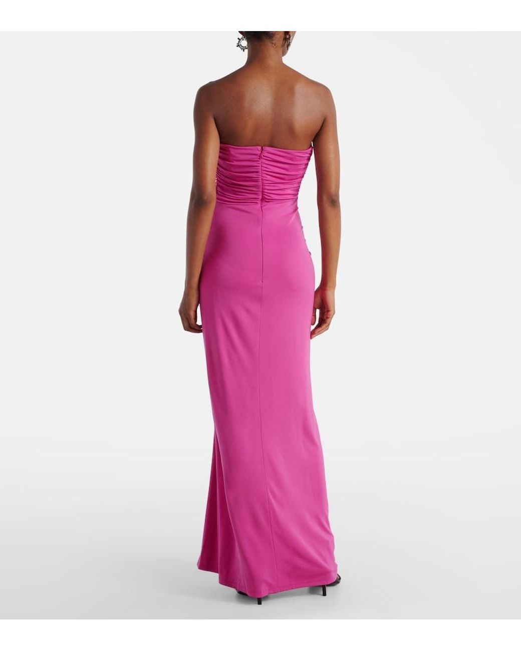 Jonathan Simkhai Pink Emma Gathered Jersey Bustier Dress